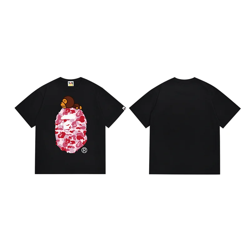 BAPE Baby Milo T-shirt Pink Camo Ape Head Black