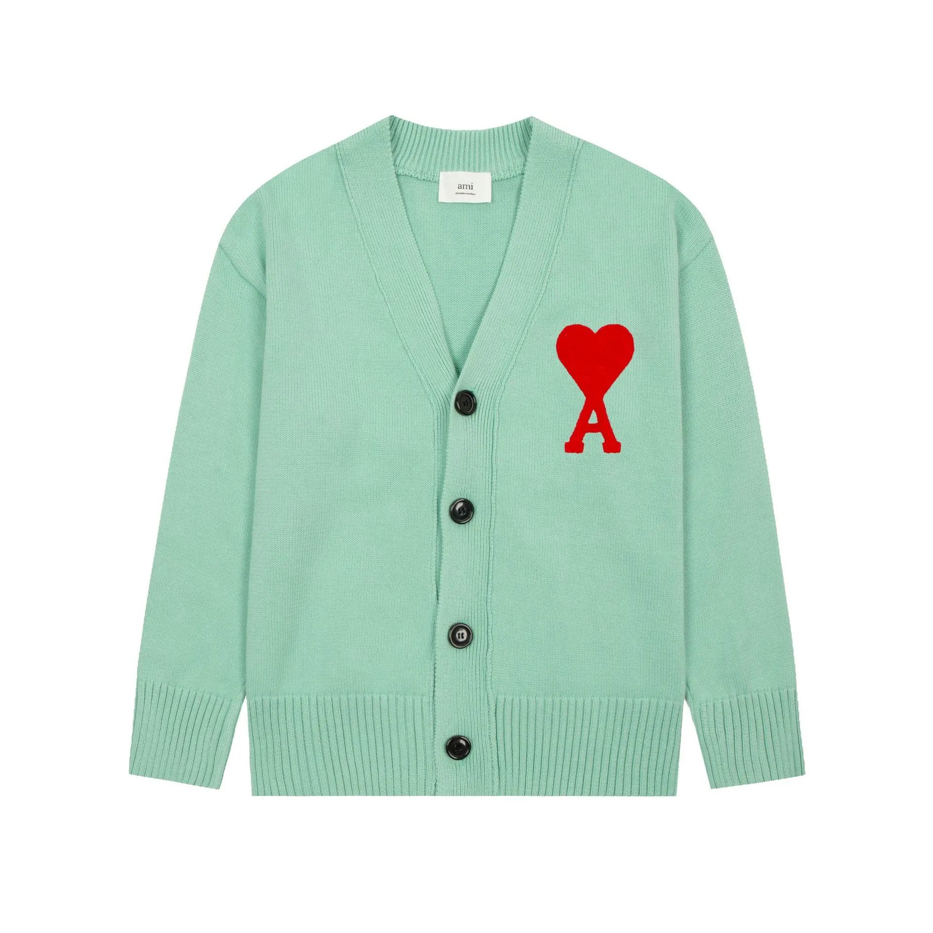 AMI Paris Heart Logo Cardigan White - 6