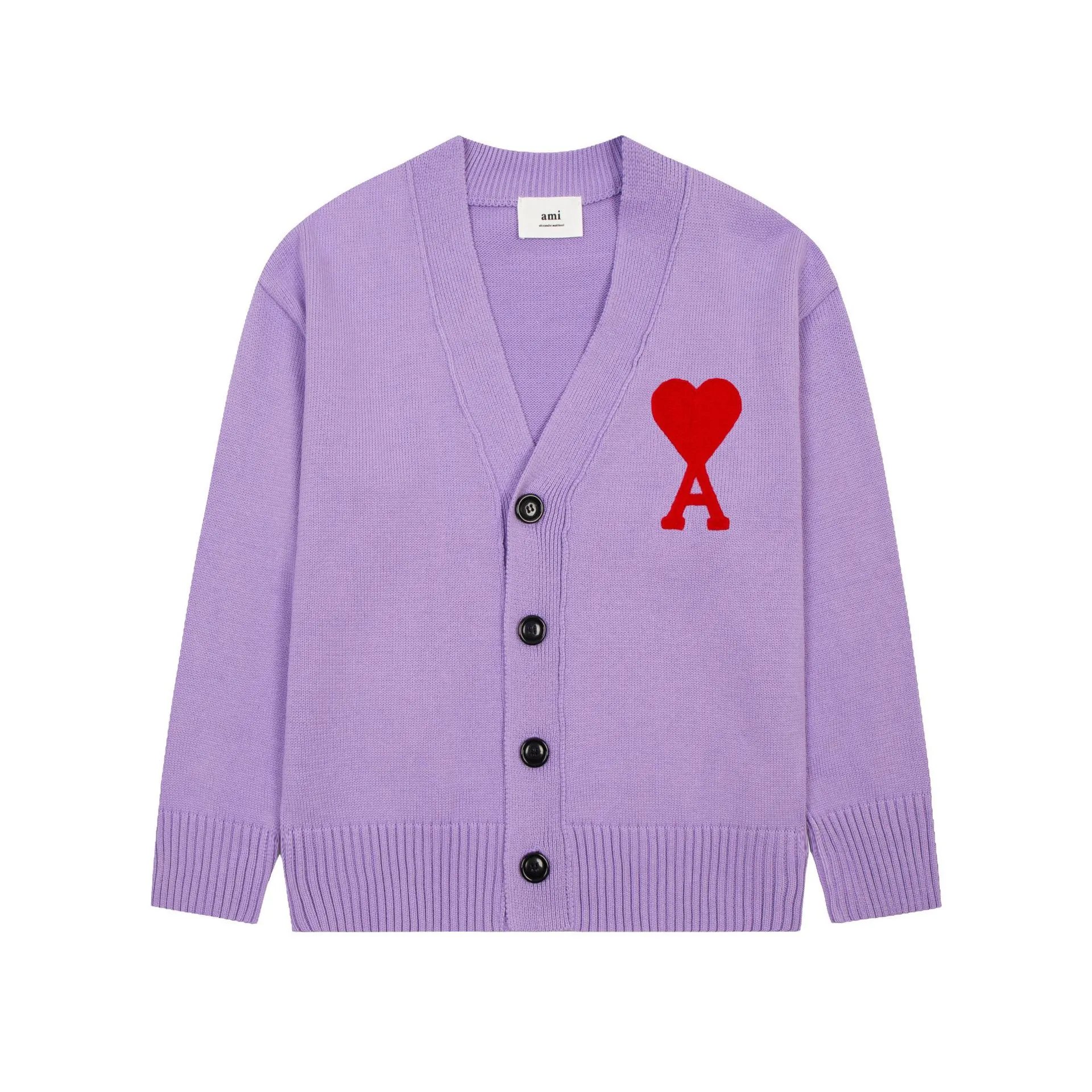 AMI Paris Heart Logo Cardigan White - 8