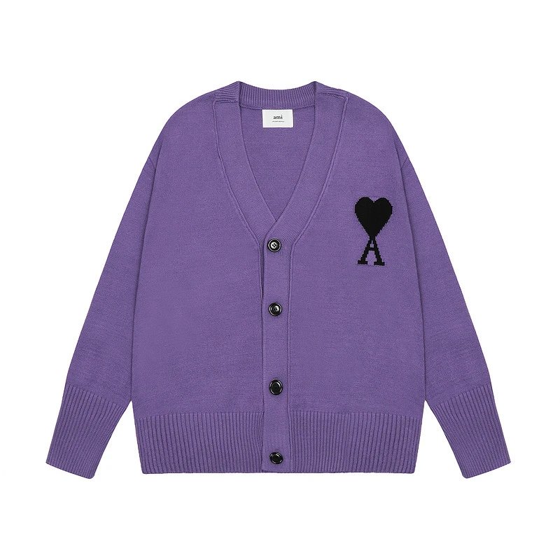 AMI Paris Heart Logo Cardigan White - 12