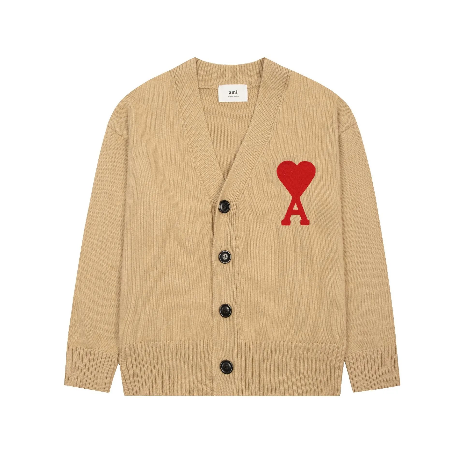 AMI Paris Heart Logo Cardigan White - 7