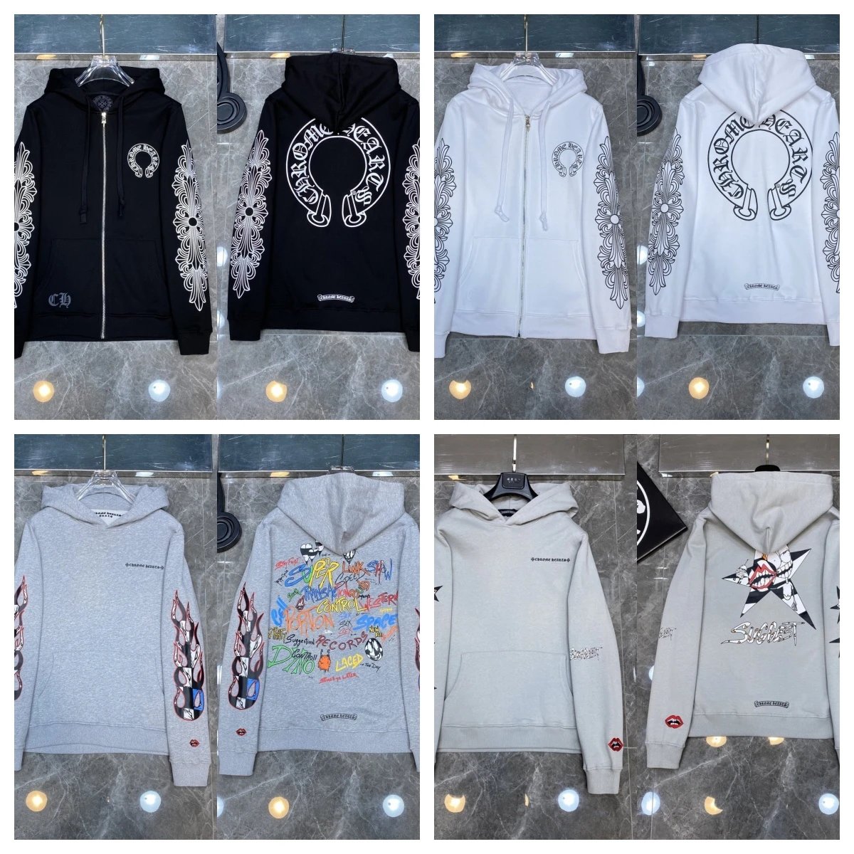 Chrome Hearts Cross Patch Zip-Up Hoodie