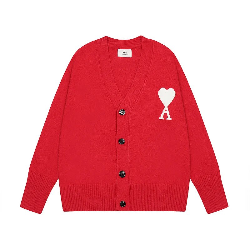 AMI Paris Heart Logo Cardigan White - 10