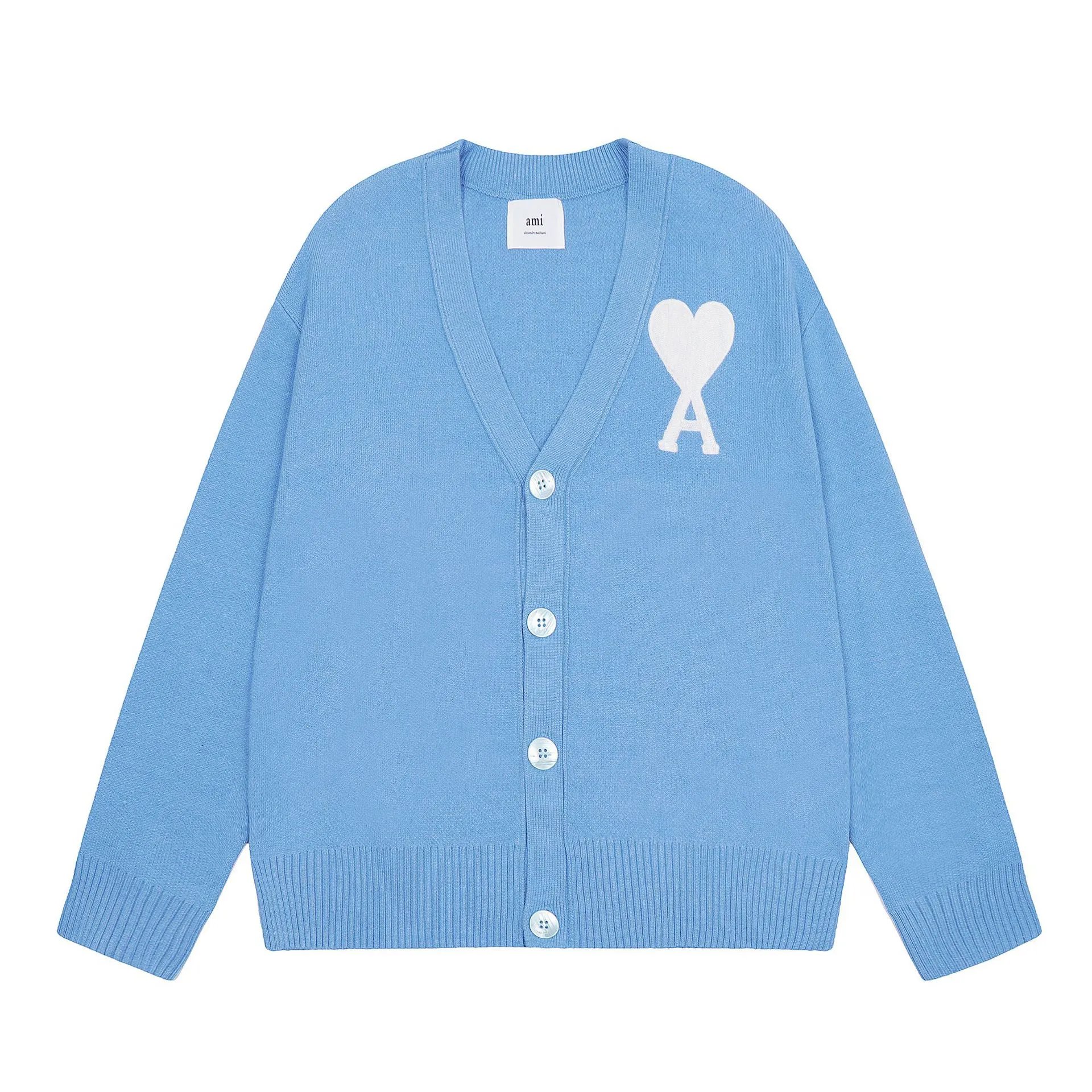 AMI Paris Heart Logo Cardigan White - 5