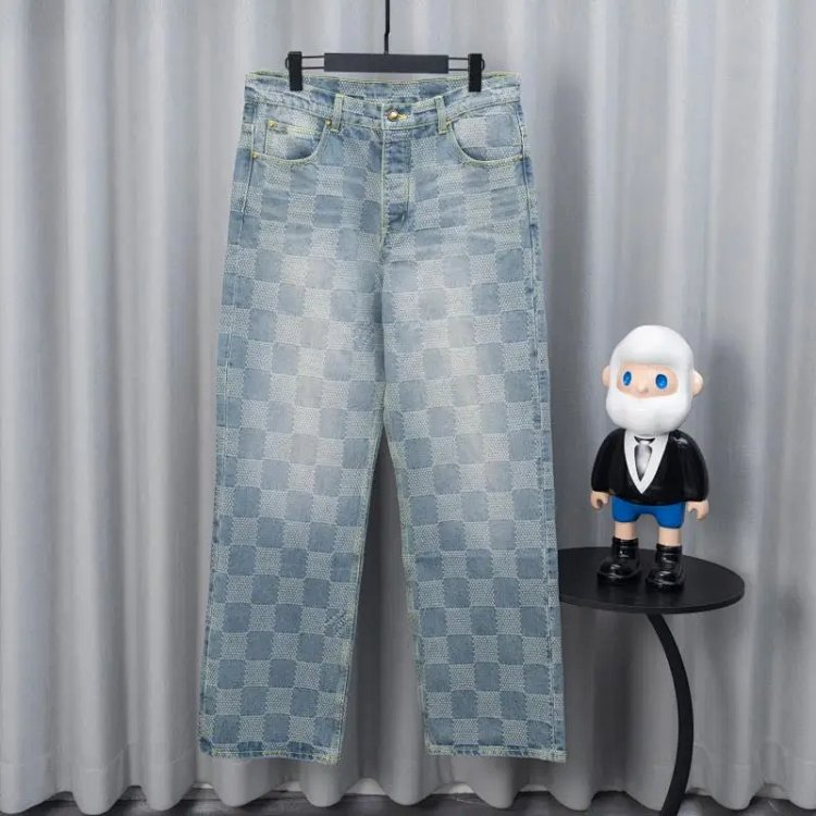 Louis Vuitton Jeans Monogram Print Denim — 34