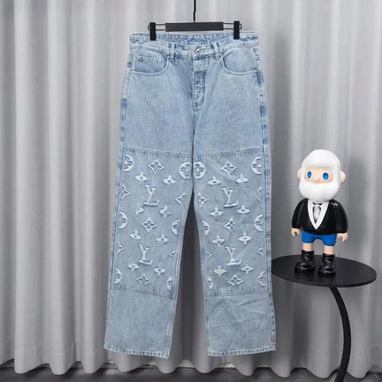 Louis Vuitton Jeans Monogram Print Denim — 33