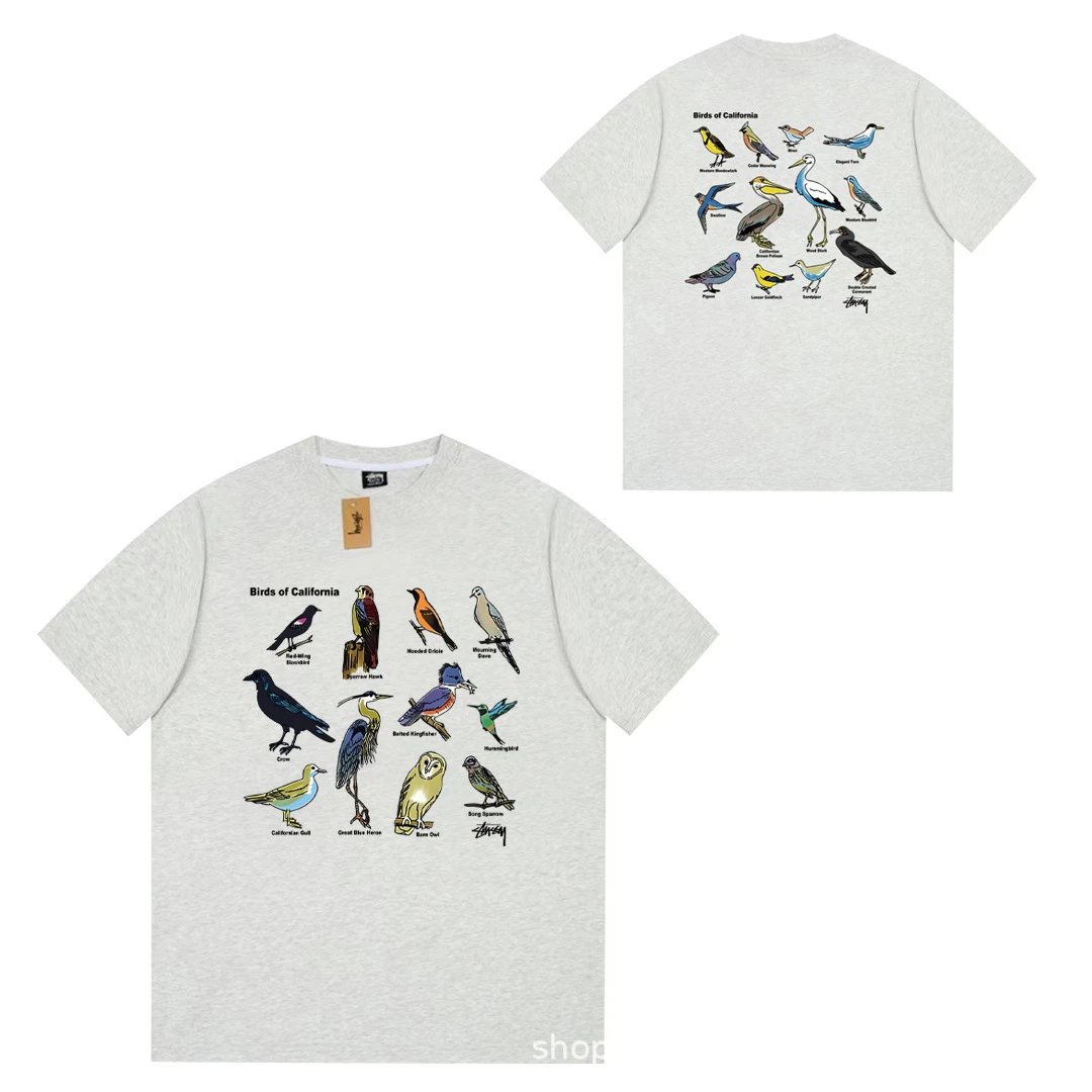 Stüssy T-Shirts Short-Sleeve Logo Graphic T-Shirt — 074 flowers gray