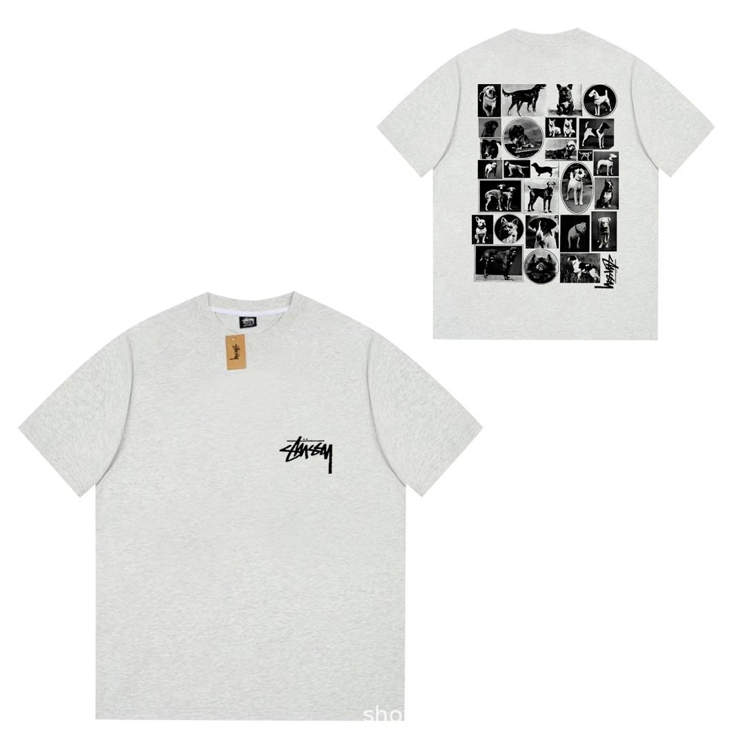 Stüssy T-Shirts Short-Sleeve Logo Graphic T-Shirt — 073 flower gray