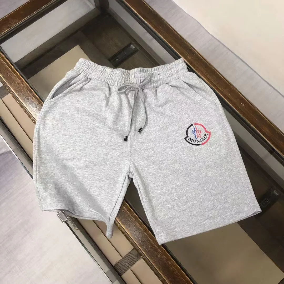 Moncler Dual-Color Circular Logo Heather Grey Sweat Shorts - rep szorty