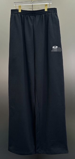 B double circle embroidered logo wide leg pants