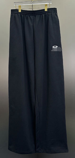 B double circle embroidered logo wide leg pants