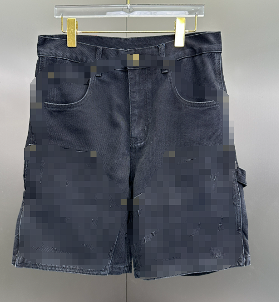 L-Embossed Denim Shorts