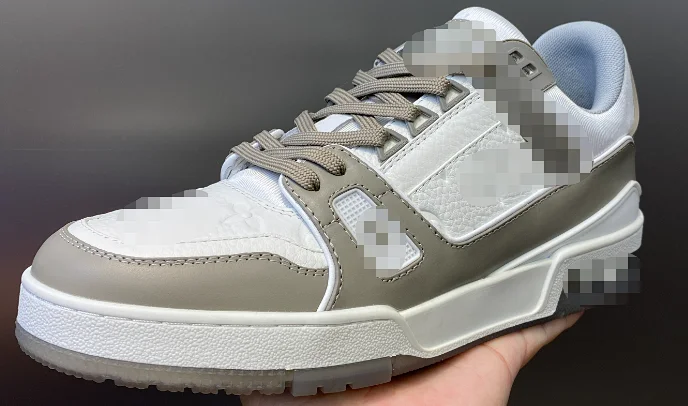 Grey/white leather