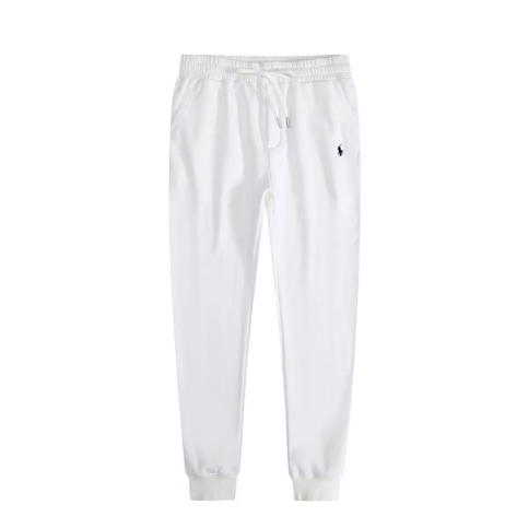 Real shot of white black label pants