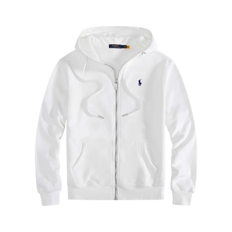 Zippered white sweatshirt with black label