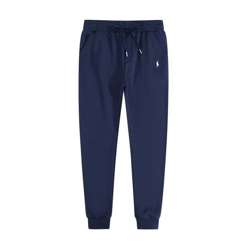 Royal blue sweatpants with white label