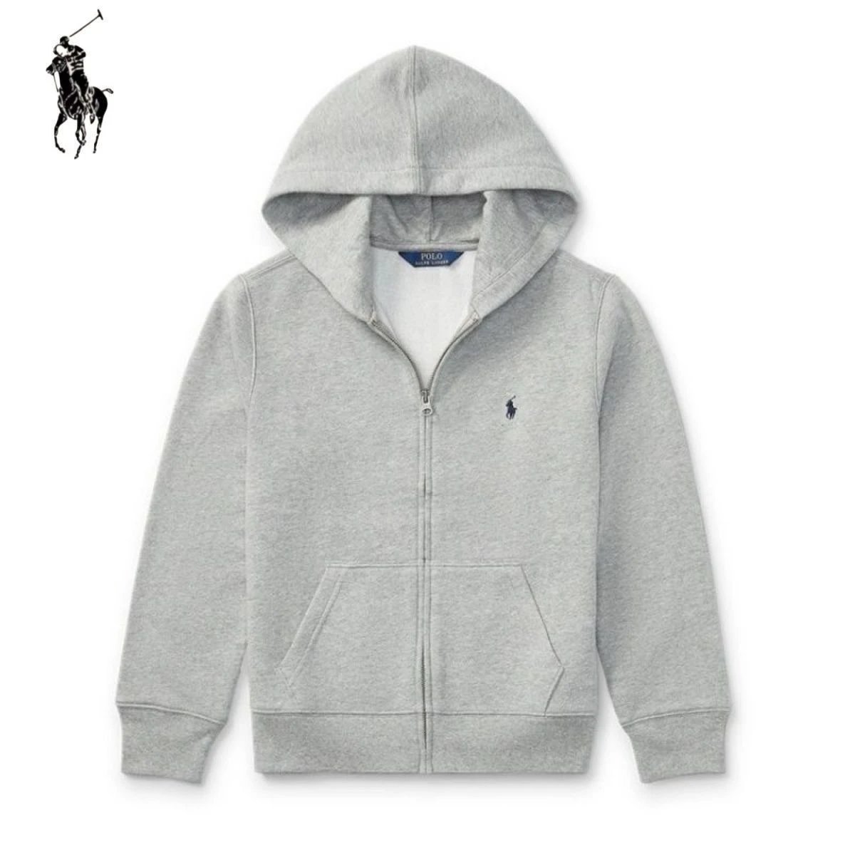 Regular gray hoodie with black label