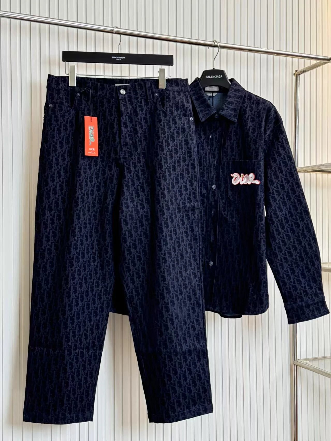 Dior Oblique Print Cropped Pants Navy - 8