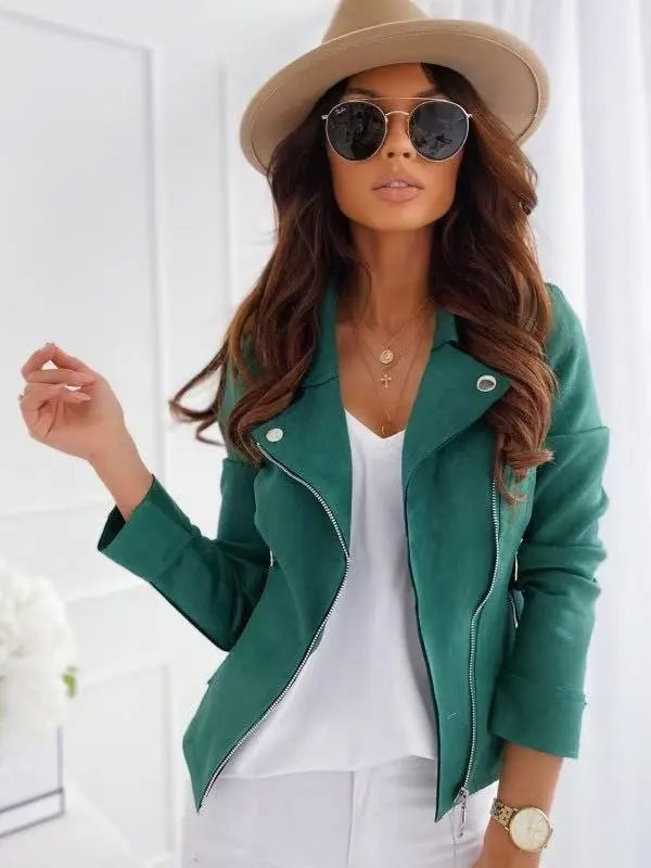 Design Moto-Style Quilted Shoulder Lace-Up Brown Faux Leather Jacket Outerwear.leather Jacket - 16