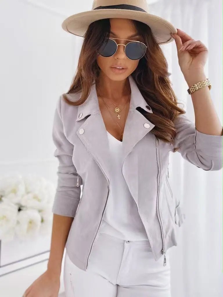 Design Moto-Style Quilted Shoulder Lace-Up Brown Faux Leather Jacket Outerwear.leather Jacket - 15