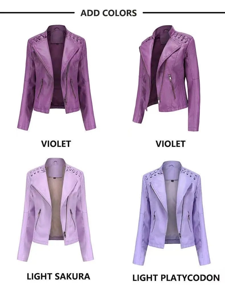 Design Moto-Style Quilted Shoulder Lace-Up Brown Faux Leather Jacket Outerwear.leather Jacket - 6