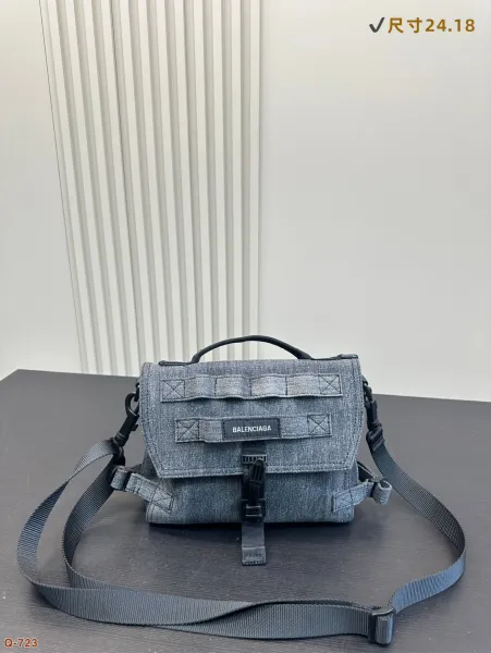 Balenciaga Explorer Camera Bag Gray Denim Crossbody Bag - 1