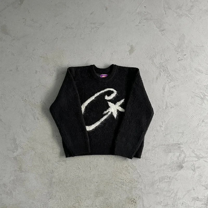 Burberry Knitwear Cable-Knit Crewneck Sweater — Cor Black