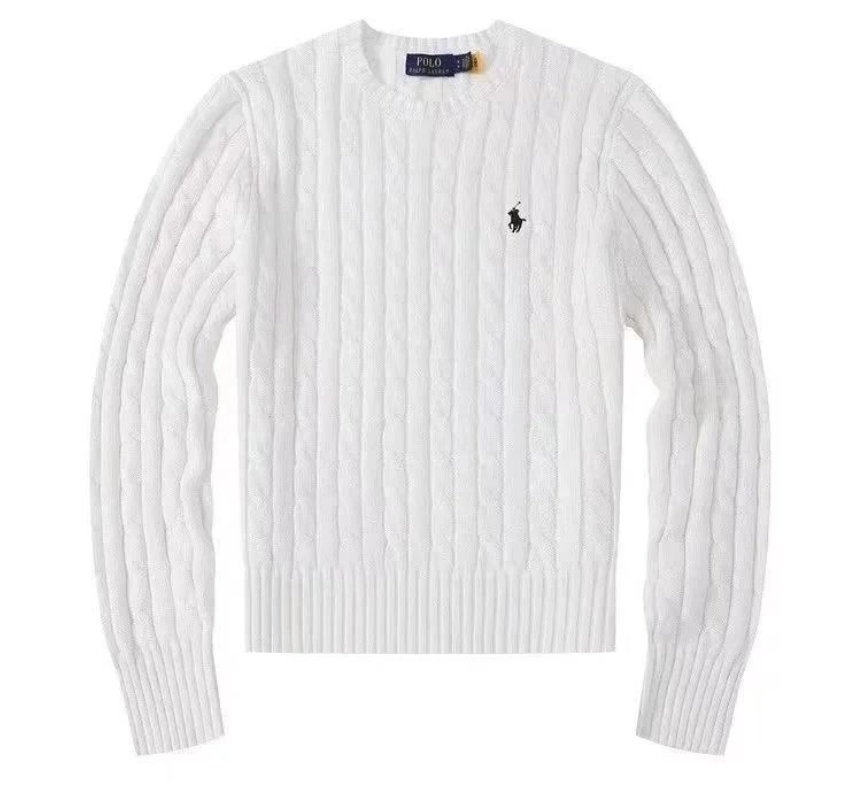 Burberry Knitwear Cable-Knit Crewneck Sweater — Pony White Black Label