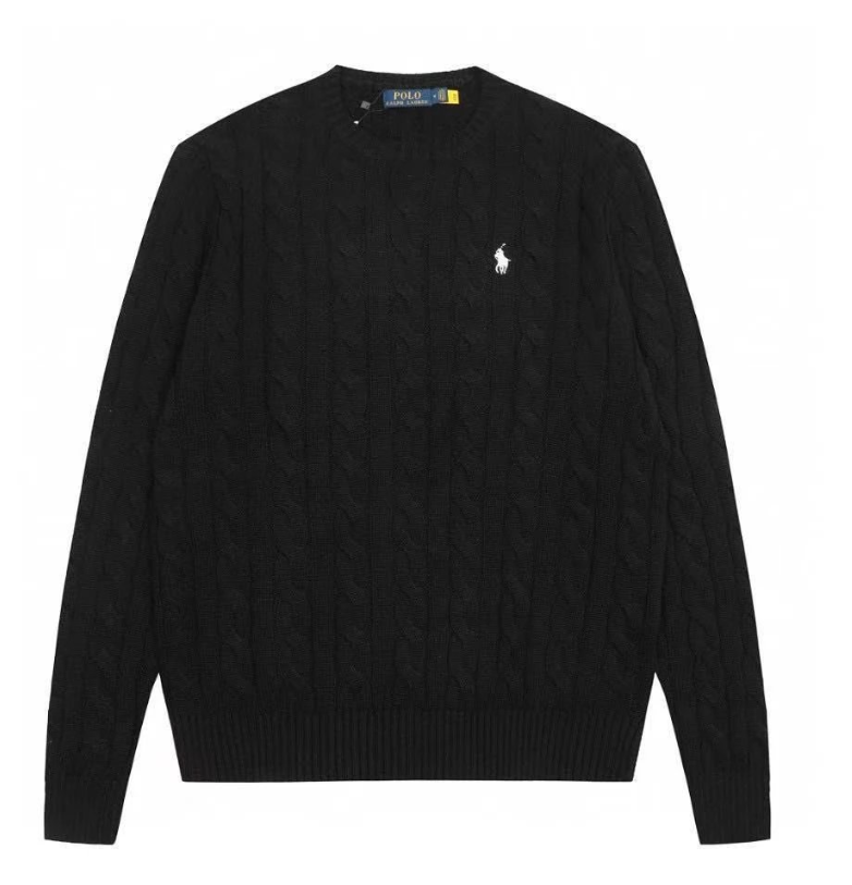 Burberry Knitwear Cable-Knit Crewneck Sweater — Little horse black with white label