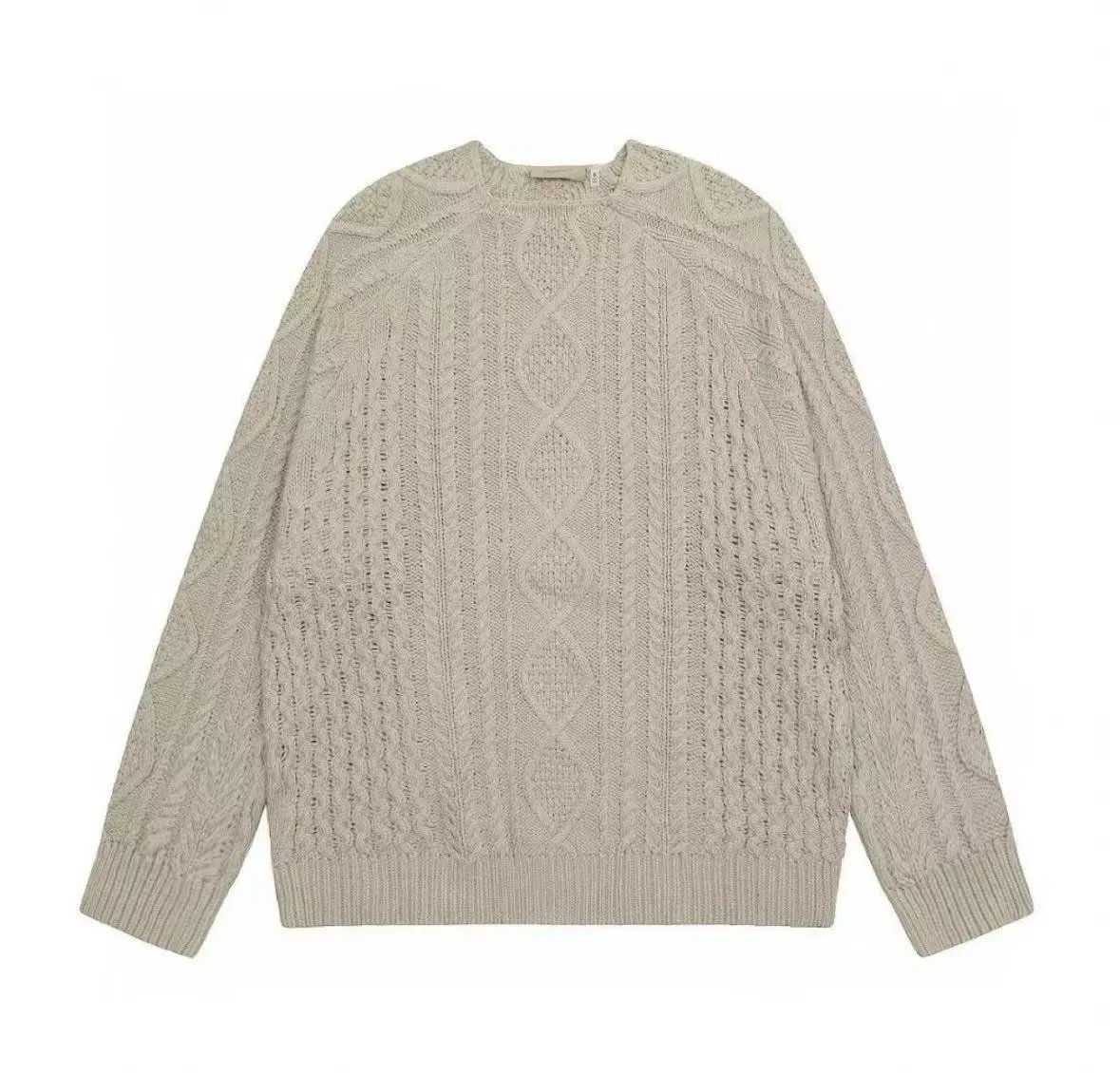 Burberry Knitwear Cable-Knit Crewneck Sweater — Ess wheat ash
