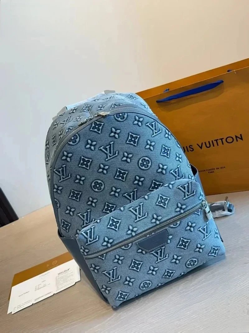 MCM Backpacks Visetos logo-print studded backpack — Blue 30*17*40cm