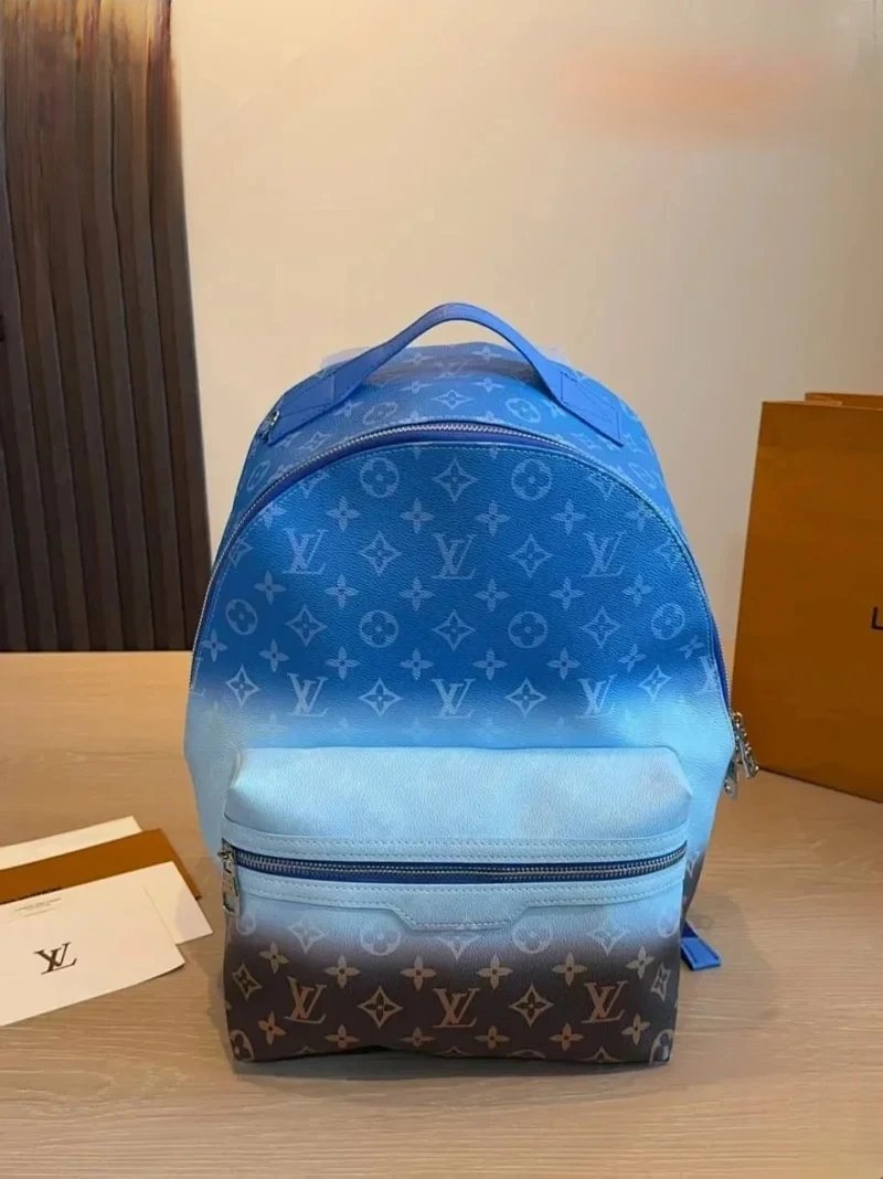 MCM Backpacks Visetos logo-print studded backpack — Blue 28*16*37cm