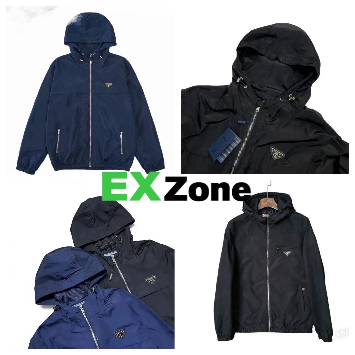 Prada Jackets Hooded Zip-Up Jacket with Triangle Logo Plaque image 1