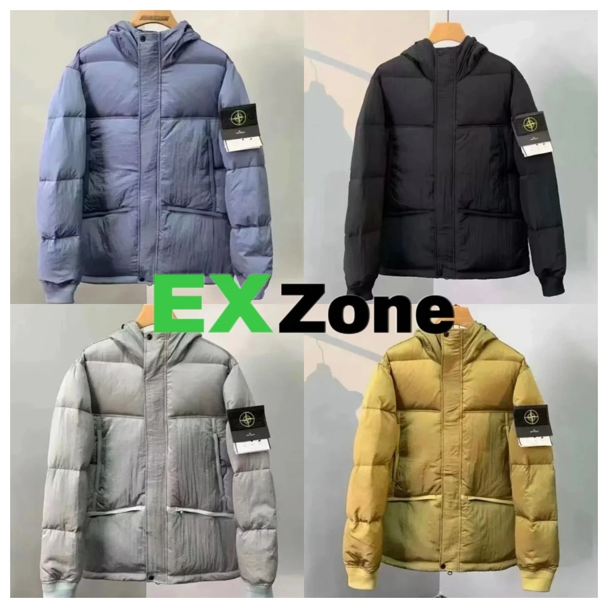 Stone Island Down Jackets Hooded quilted puffer jacket with sleeve compass patch image 1