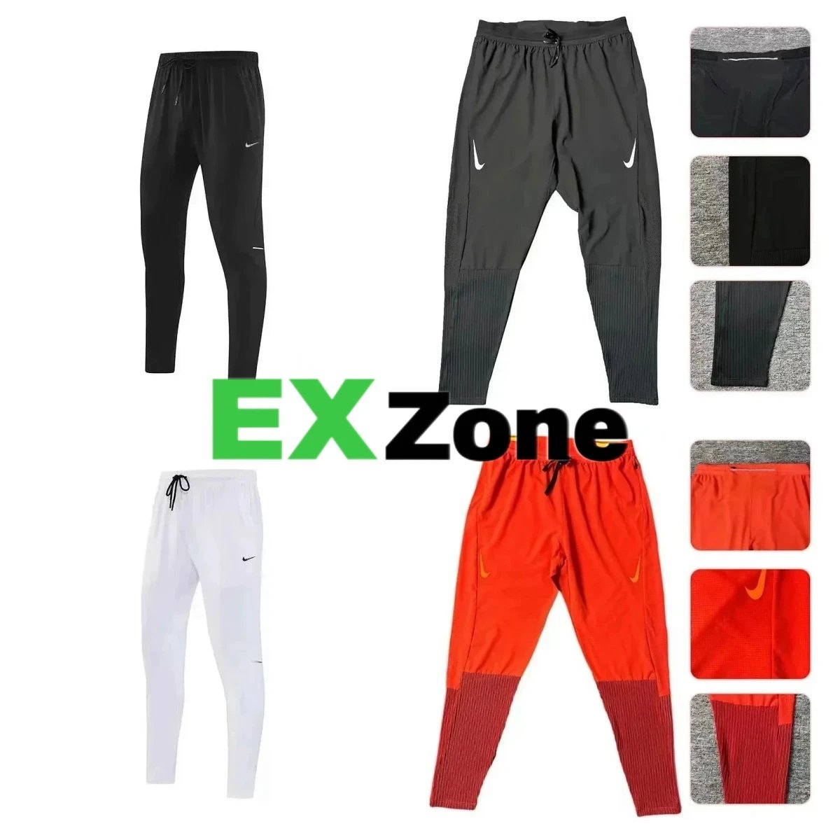 Track and field sports quick-drying pants threaded tights breathable zipper high-elastic sports pants training running pants