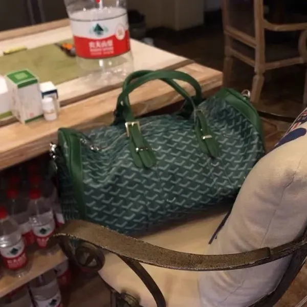Goyard Saint Louis Duffle Bag Green Monogram Canvas Travel Bag - 1