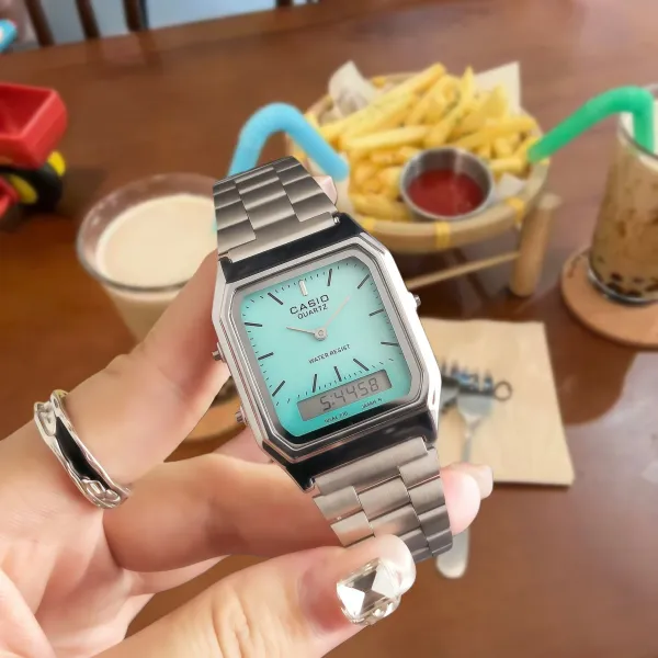 Casio A168WA-1 Aqua Green Quartz Watch - 1