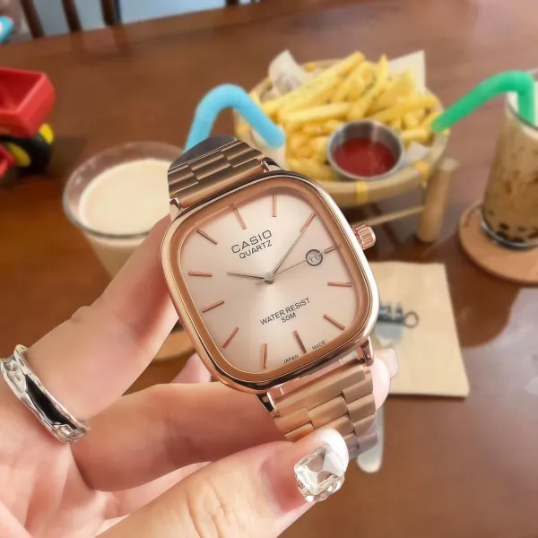 Casio Quartz Square Rose Gold Watch - 1