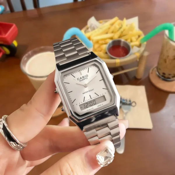 Casio A168WA-1 Silver Stainless Steel Analog-Digital Watch - 1
