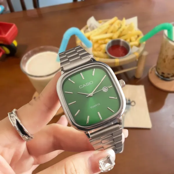 Casio Quartz Green Dial Stainless Steel Watch - 1
