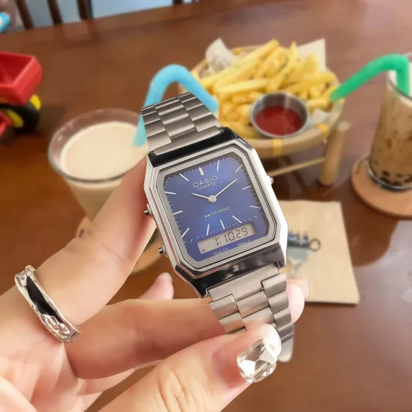 Casio A168WA-1 Blue Dial Quartz Watch - 1