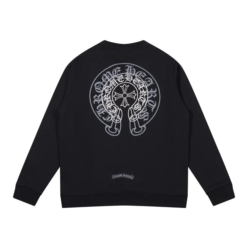 Chrome Hearts Grey Horseshoe Cross White Crewneck Sweatshirt