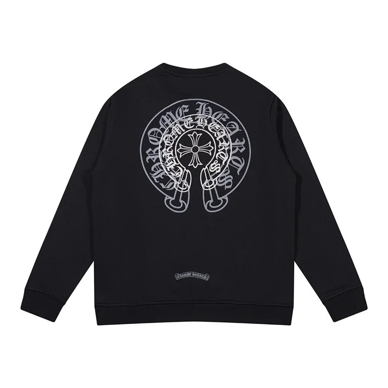 Chrome Hearts Grey Horseshoe Cross White Crewneck Sweatshirt - rep longsleeve