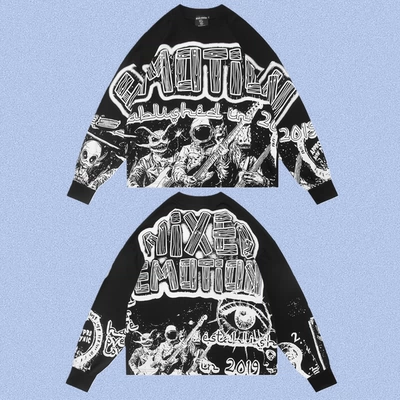 梦想山谷 EM Series Mixed Emotion Graphic Sweatshirt Black