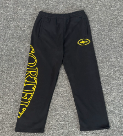Corteiz Sweatpants Side Logo Black Yellow