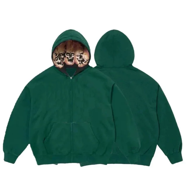 Skull washed tricolor hoodie