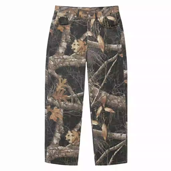 Branch print denim pants