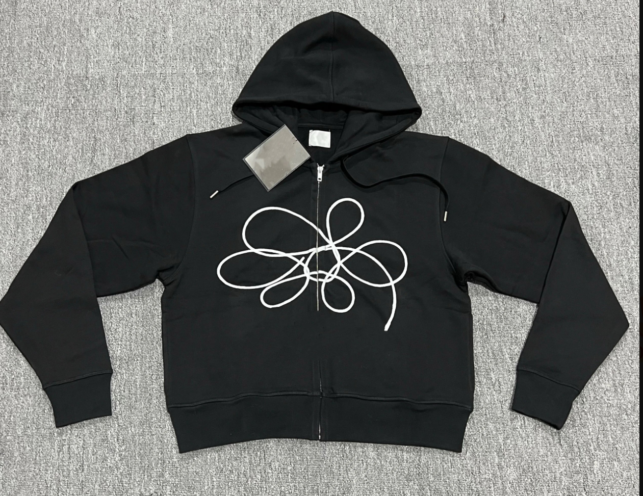 Black striped floral hoodie