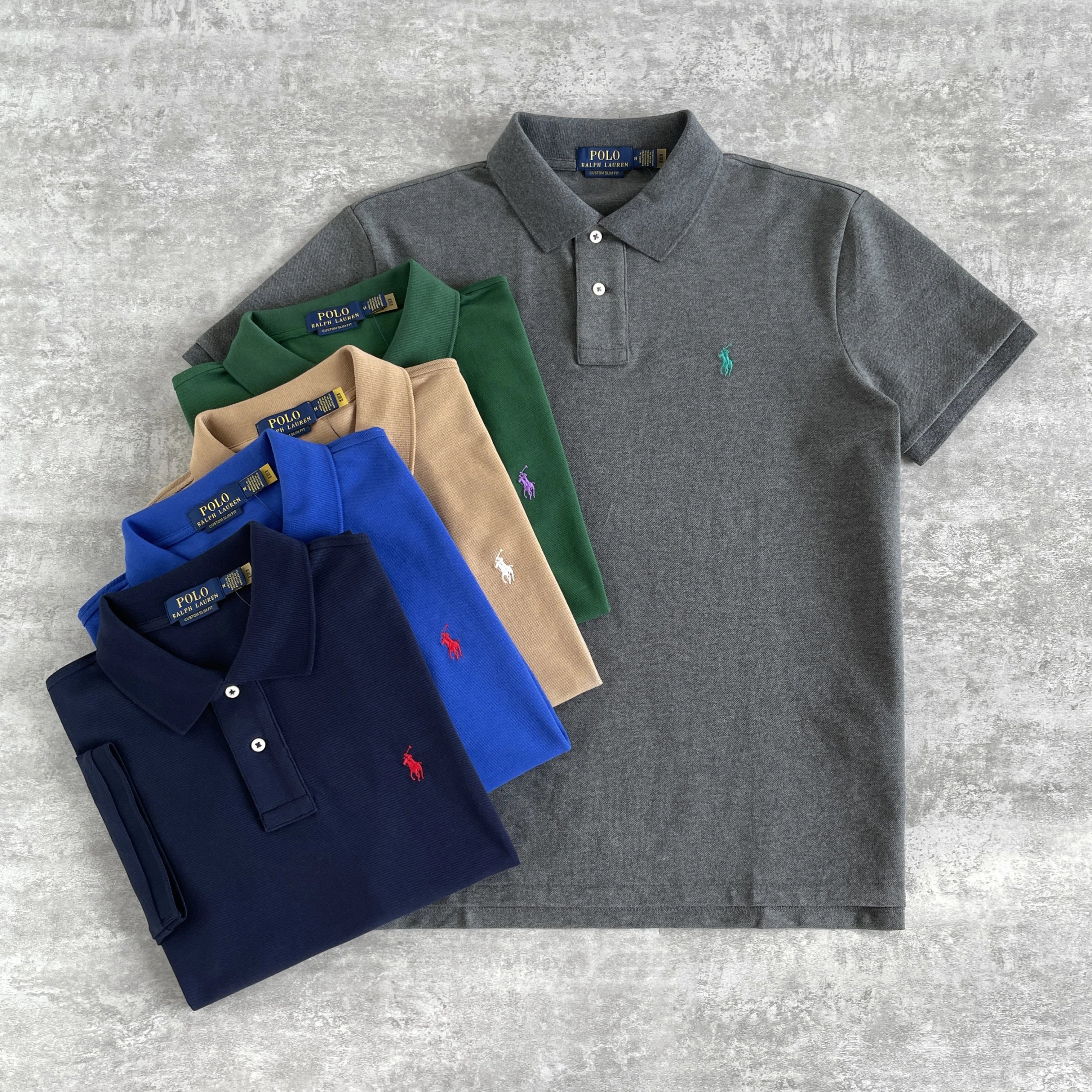 Multiple Colors Available - Embroidered Little Horse Design Men's Polo Shirt, Business Casual Classic Solid Color Short Sleeve for 26SS