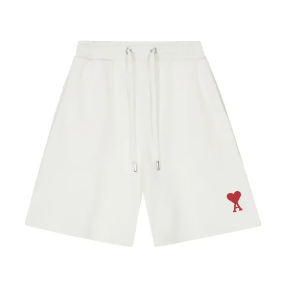 Ami Paris Heart Logo Shorts White - 1
